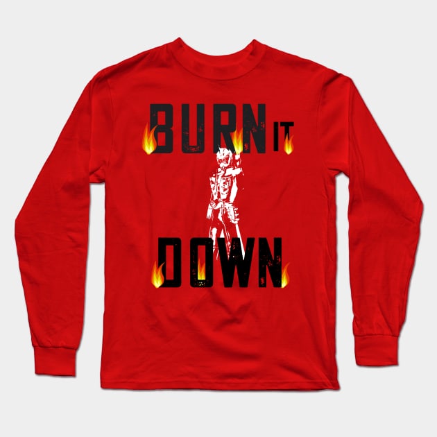 Burn it Down Wizard Long Sleeve T-Shirt by Punch Black